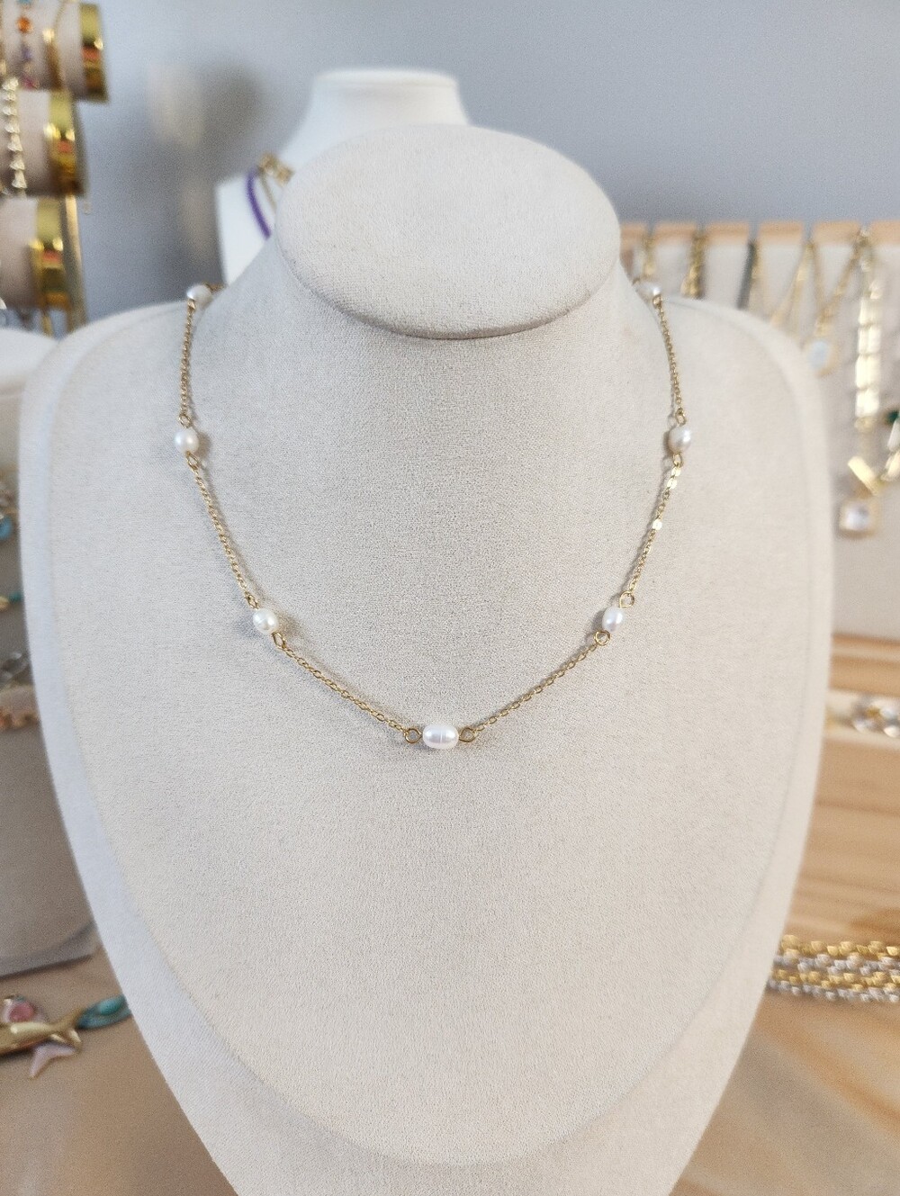 Gold Freshwater Pearl Necklace